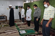 برگزاری نماز جماعت در نمازخانه بیمارستان آنکولوژی امیر با رعایت پروتکل های بهداشتی